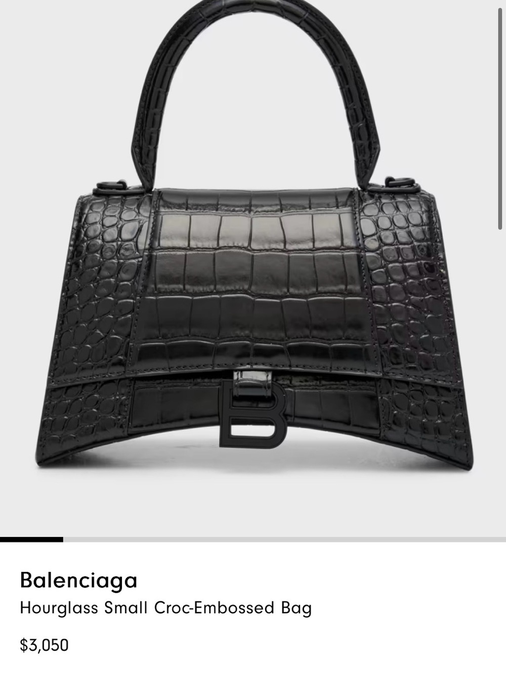 Balenciaga Hourglass Small Croc-Embossed Bag